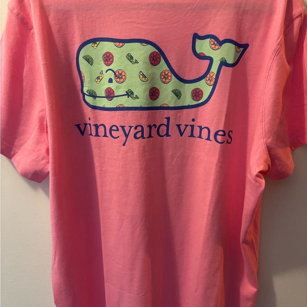 Vineyard Vines Pink Tee with Green Whale